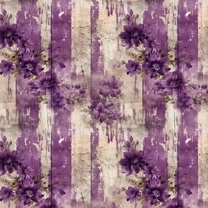 Purple & Ivory Distressed Floral - small