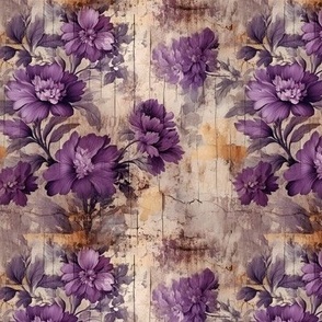 Purple & Ivory Distressed Floral - medium
