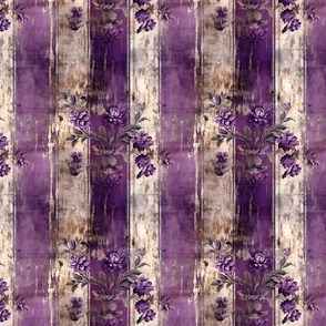 Purple & Ivory Distressed Floral - large
