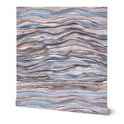 Serene wallscape - Geology stripes - Marble abstract watercolor - Hills landscape - Serenity Blue Rose Quartz - Medium