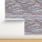 Serene wallscape - Geology stripes - Marble abstract watercolor - Hills landscape - Serenity Blue Rose Quartz - Medium