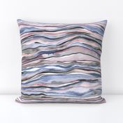 Serene wallscape - Geology stripes - Marble abstract watercolor - Hills landscape - Serenity Blue Rose Quartz - Medium