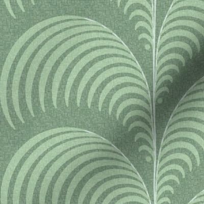 Serene palm Art Deco fern frond plume in celadon green wallpaper 12 scale by Pippa Shaw