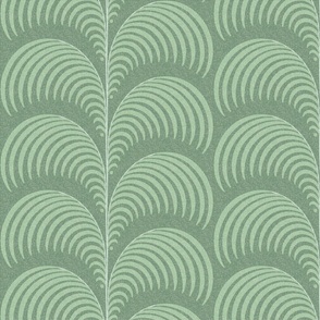 Serene palm Art Deco fern frond plume in celadon green wallpaper 12 scale by Pippa Shaw