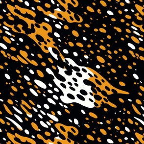 Black, White & Orange Abstract Polka Dot - large