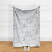 Bamboo Paper, Indigo Wash (xl scale) | Bamboo plants with block printed waves pattern in indigo blue on a rice paper texture in gray, calm, tranquil nature wallpaper in blue and gray, rustic neutrals for Zen garden, yoga and meditation.