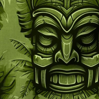 ANOTHER WICKED TIKI - VINTAGE GREEN WITH FABRIC TEXTURE, JUMBO SCALE