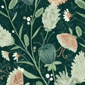 Serene Floral - Natural Teal (Large)