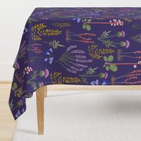 Midi - Modern Stylised Scottish Wildflowers - Thistle, Heather & Gorse - Amethyst Purple