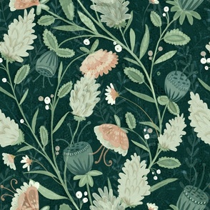 Serene Floral - Natural Teal (Medium)