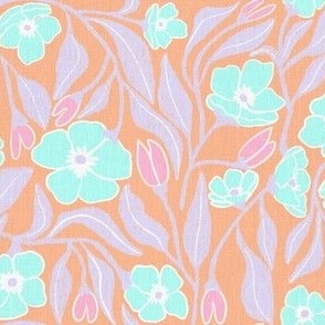 Vintage Swaying Buttercup Fields in Peach Fuzz Pastels (large)