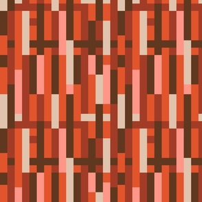 medium - Abstract geometric stripes and rectangles in brick terracotta clay reds and browns