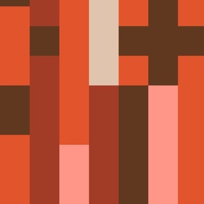 xl - Abstract geometric stripes and rectangles in brick terracotta clay reds and browns