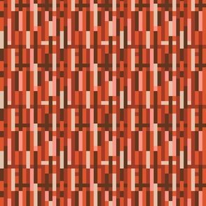 small - Abstract geometric stripes and rectangles in brick terracotta clay reds and browns