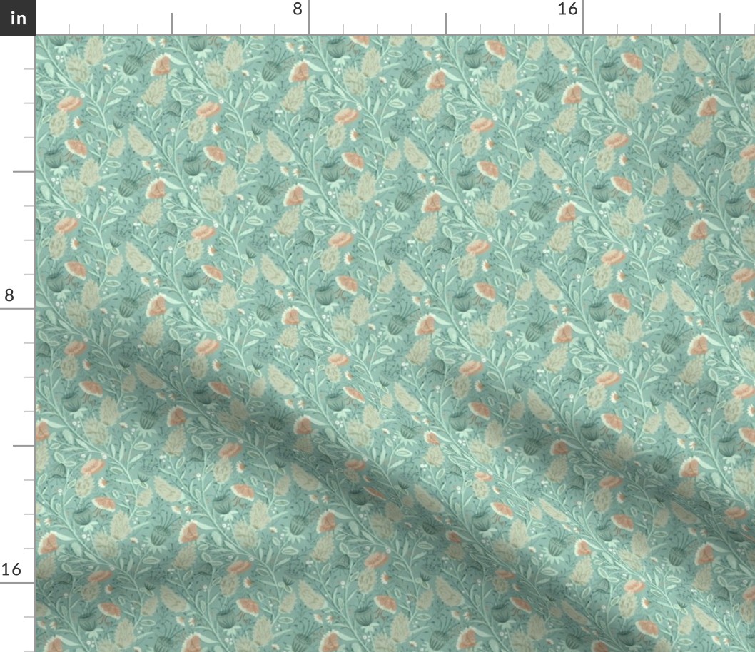 Serene Floral Mineral Blue - Extra Small