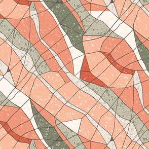 Mini - Granite Grids - A Natural Geometric Pattern of Textured Earth Tone Rocks - Terracotta, Sage & Beige