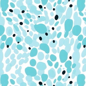 Turquoise & Black Dots on White - large