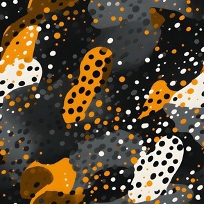 Gray, Orange & White Abstract Dots - medium