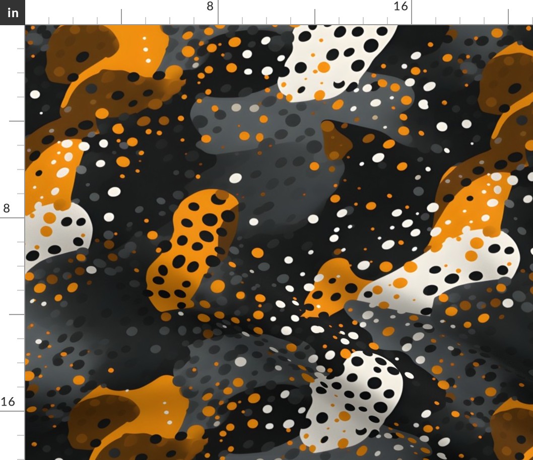 Gray, Orange & White Abstract Dots - large