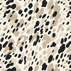 Cream, Black & Brown Abstract Dots - large