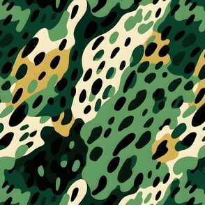 Green, Cream & Black Abstract Dots - large