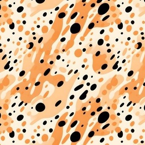 Black, Orange & Cream Abstract Dots - small