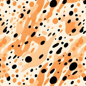 Black, Orange & Cream Abstract Dots - large