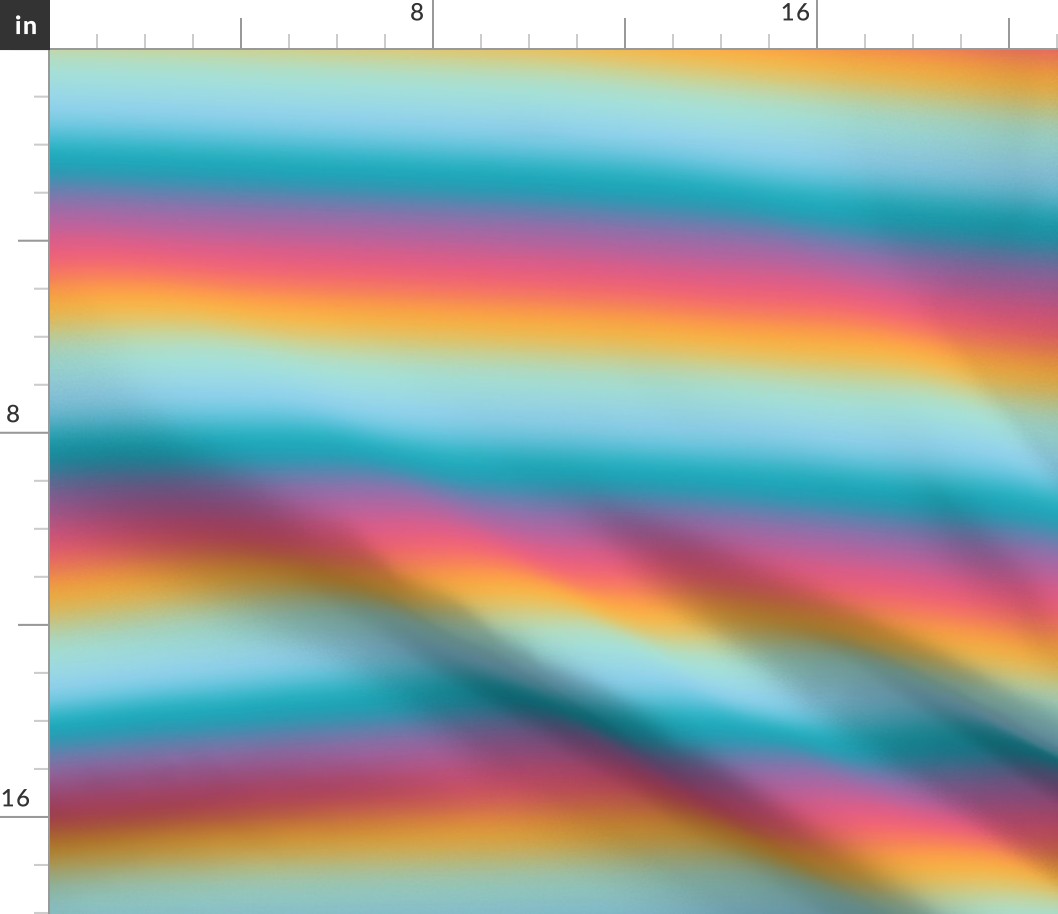 Bright 80s  Pastel Candy Rainbow Ombré Stripes - Small Scale - Horizontal Ombre Bold Bright Gradient