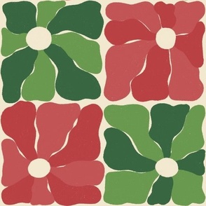 Christmas Red and Green Abstract Floral
