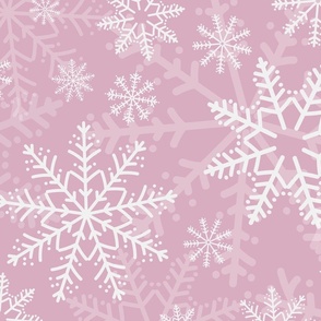 Large - Modern & Stylised Layered Festive Christmas Snowflakes - Blush Pink