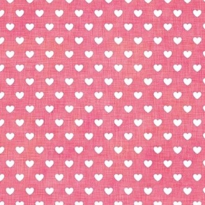 Love Is in the Air- White Hearts on Raspberry Pink Linen Texture- Valentine- Lovecore- Barbiecore- Mini
