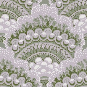 Gilded Age Scallop on Gray Plum Ground