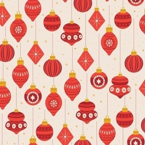 Christmas Ornaments - Red and Cream