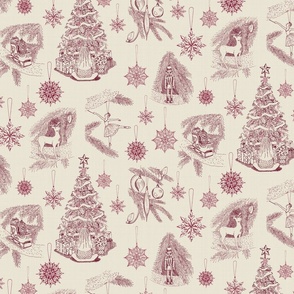 Christmas tree toile Red and Cream