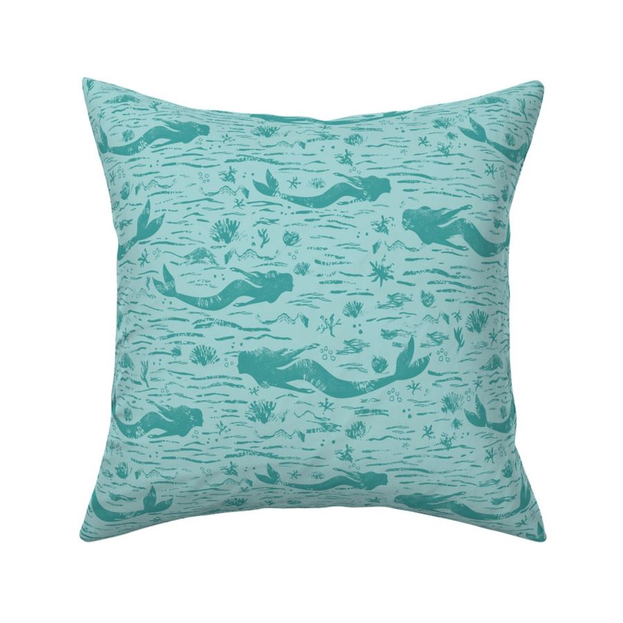 Mermaid Pattern Aqua Blue Green