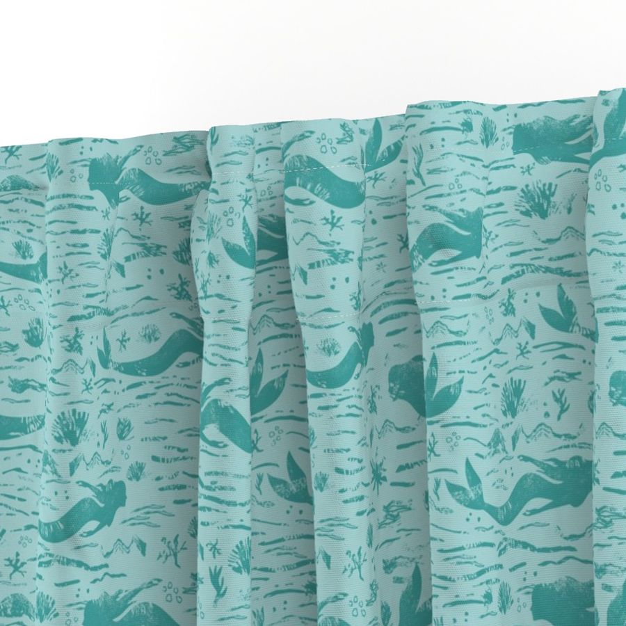 Mermaid Pattern Aqua Blue Green