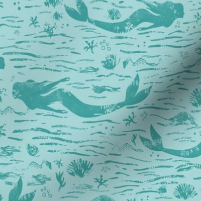 Mermaid Pattern Aqua Blue Green