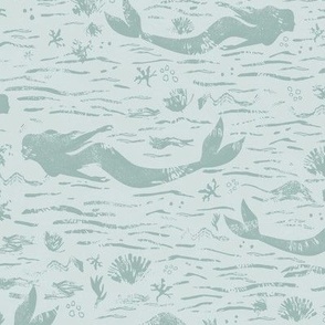 Sophisticated Mermaid Pattern Sea Foam Green