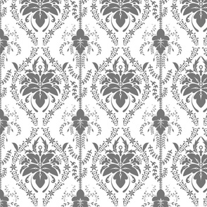 Damask monochrome ornament in black and white