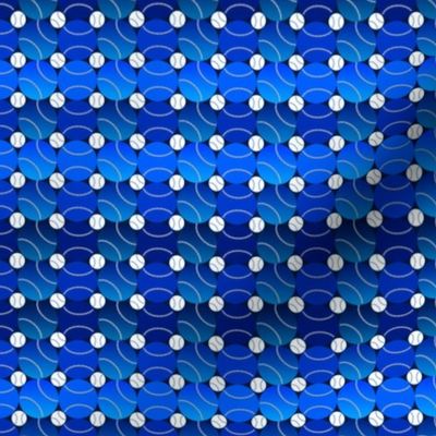 Baseball Monochrome Horizontal Cobalt Dots Stripe, MINI SCALE, 1200, v02; optical illusion, gradient, blue, upholstery, wallpaper, kitchen, birthday, party, man cave, coach, player, athlete, bedding, sheets, blanket, baby, boy