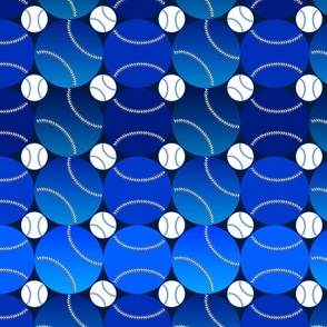 Baseball Monochrome Horizontal Cobalt Dots Stripe, LG SCALE, 6300, v02; optical illusion, gradient, blue, upholstery, wallpaper, kitchen, birthday, party, man cave, coach, player, athlete, bedding, sheets, blanket, baby, boy