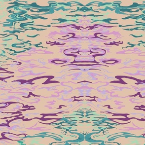Summer, water and waves design in various teals, purples and sands “River Reflection”.