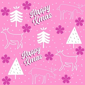 Pink Deer Christmas