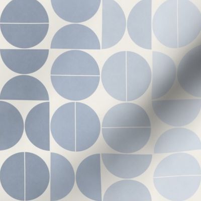 Bauhaus Balance - muted blue gradient on pale cream, 2 inch circles 
