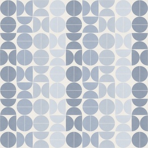 Bauhaus Balance - muted blue gradient on pale cream, 2 inch circles 