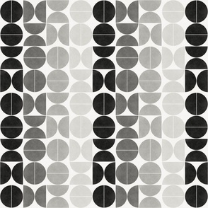 Bauhaus Balance - charcoal black and silver grey, 2 inch circles