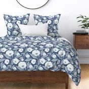 abstract mid century modern peony-medium scale-dusty blue-navy-monochrome