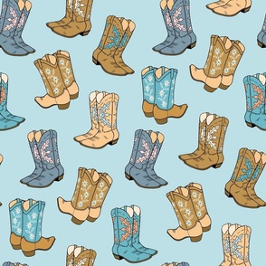 Cowboy boots (pale blue, medium)