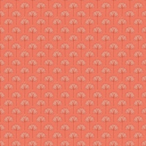 (S) Coral fan palm beach house wallpaper, small scale 