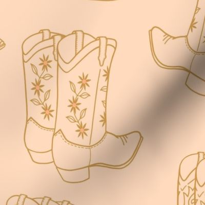 Cowboy boots outline (light peach, large)